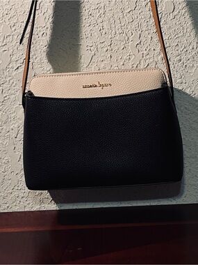 Nanette Lepore Black and Cream Two-Tone Pebbled Crossbody